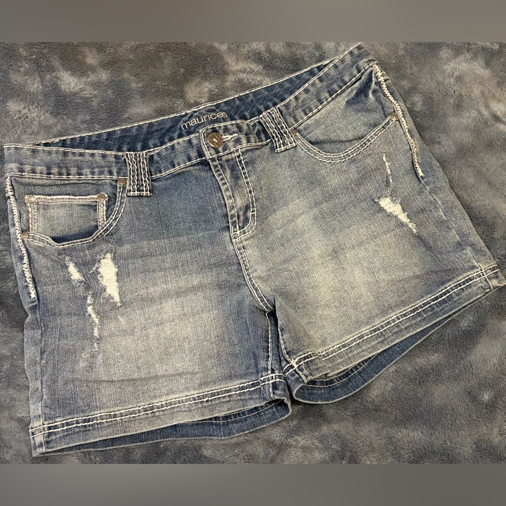 Maurices Distressed Blue Jean Shorts